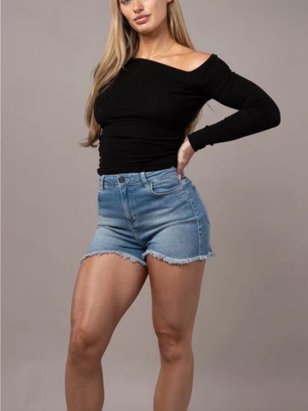 FITJEANS Azure Blue High-Waist Denim Jean Shorts
